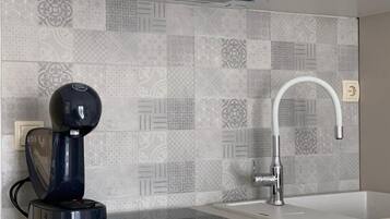 Apartment (A1) | Private kitchen | Espresso maker, fridge, microwave, oven