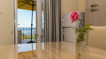 Apartment (A1) | Private kitchen | Fridge, oven, stovetop, electric kettle