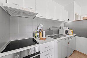 Apartment (A1) | Private kitchen | Fridge, microwave, oven, stovetop - Apartment Vinez (Labin)