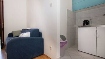 Fridge, stovetop, electric kettle