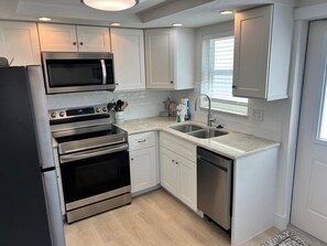 Fridge, microwave, dishwasher, coffee/tea maker