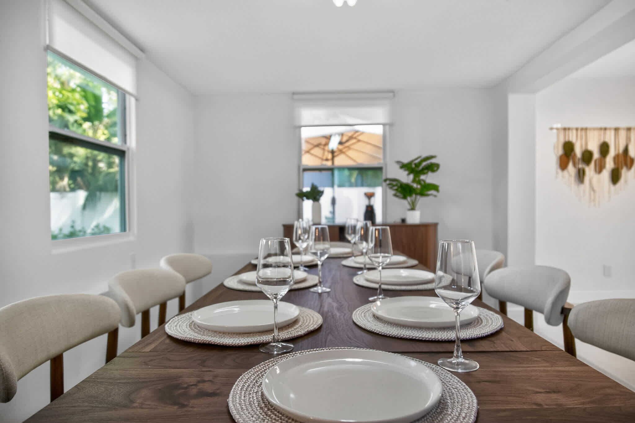 Ferienhaus, Mehrere Betten, Poolzugang, Gartenblick (Evergreen Retreat) | Speisen