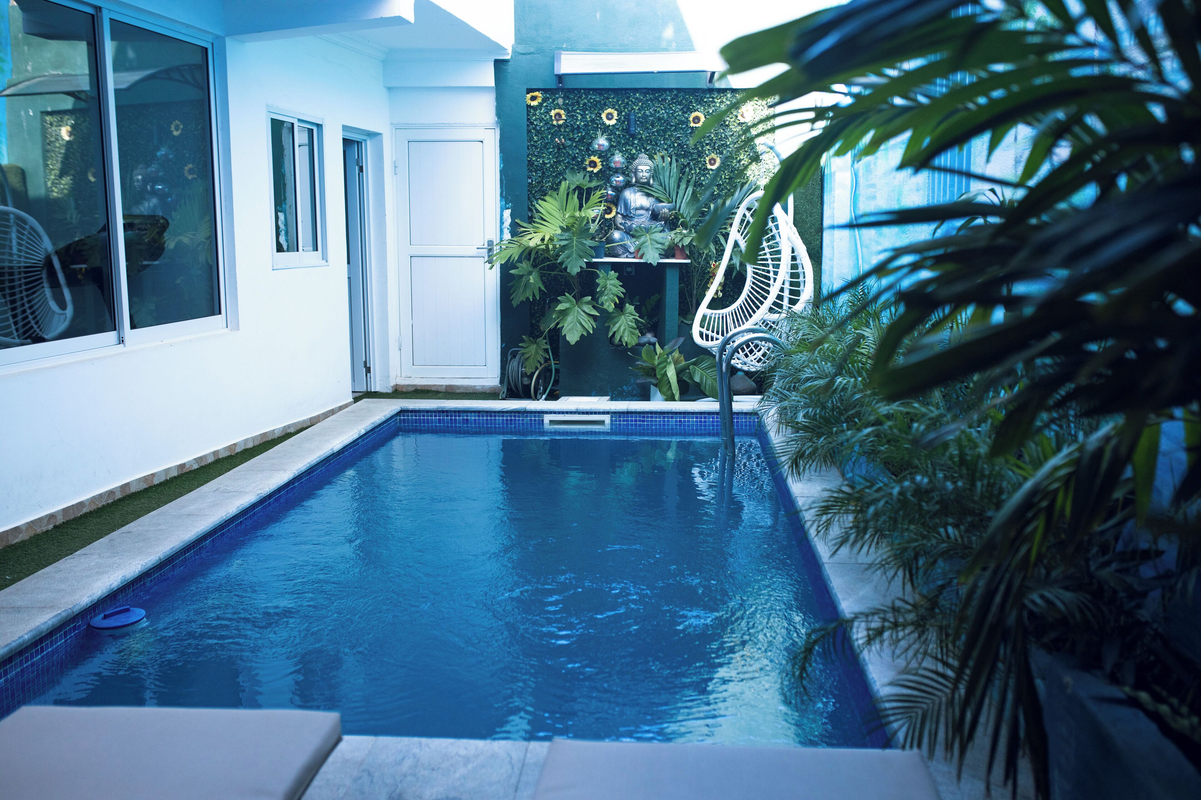 Indoor pool, sun loungers