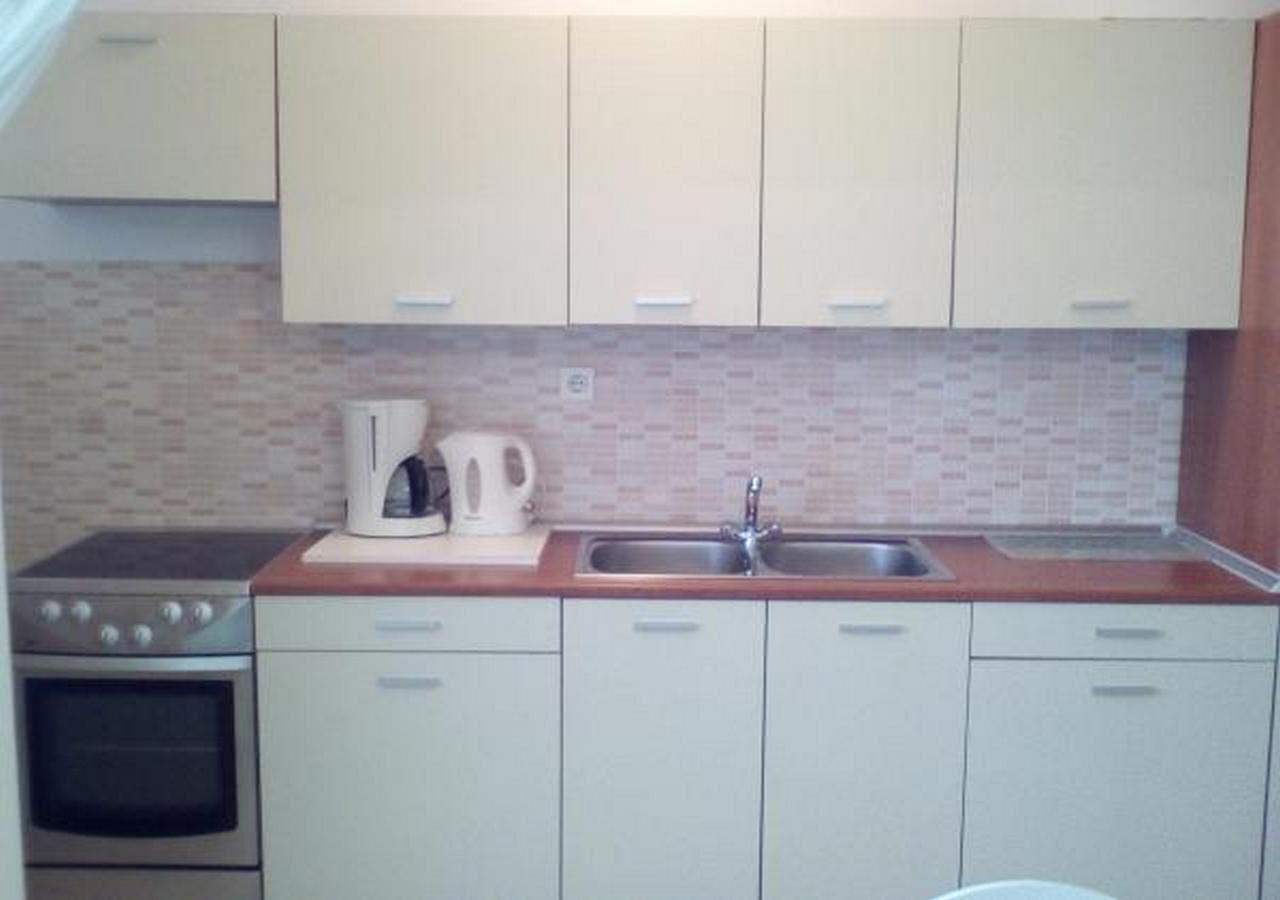 Apartment (A1) | Private kitchen | Fridge, microwave, oven, stovetop