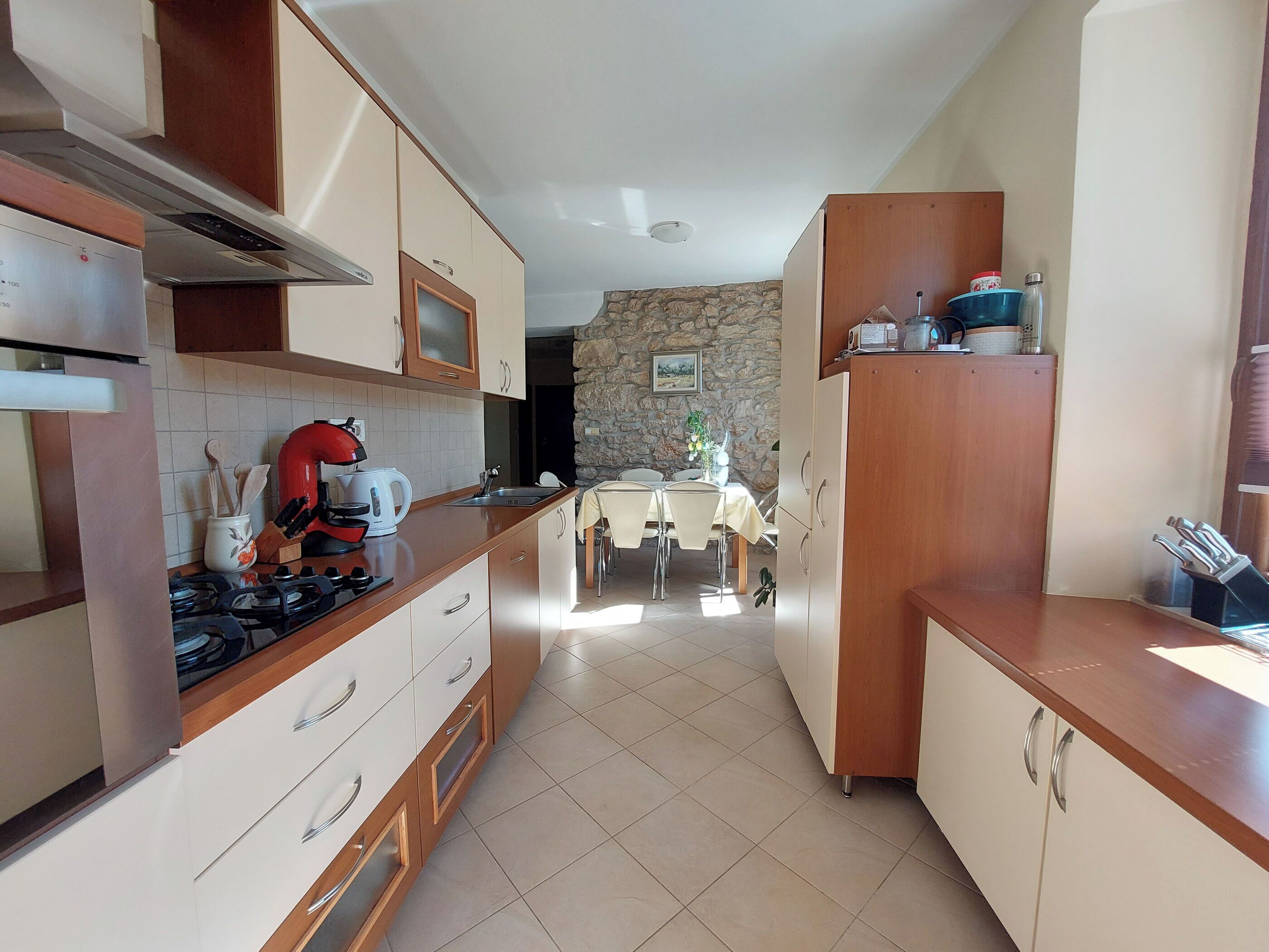 Apartment (A1) | Private kitchen | Fridge, microwave, oven, stovetop