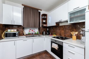 Apartment (A1) | Private kitchen | Fridge, microwave, oven, stovetop - Apartment Vesna (Krk)