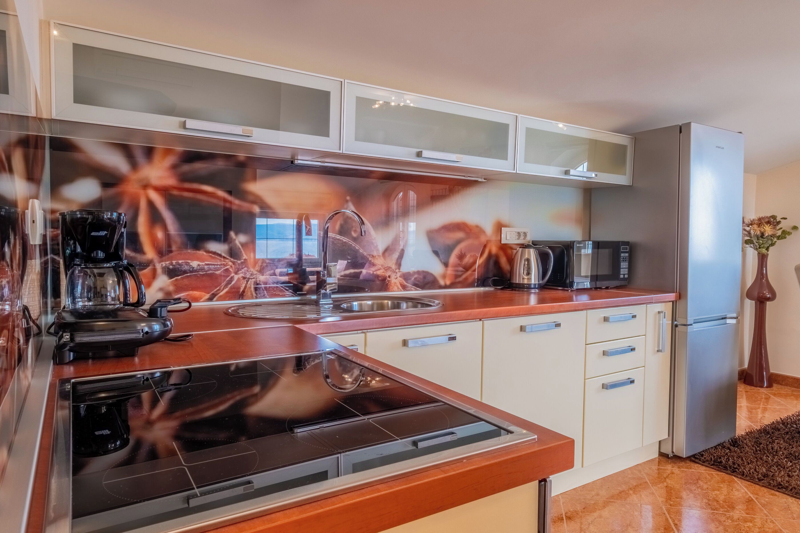 Apartment (A3) | Private kitchen | Fridge, microwave, oven, stovetop