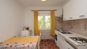 Appartamento (A2) | Cucina privata | Frigorifero, piano cottura, macchina per caffè espresso