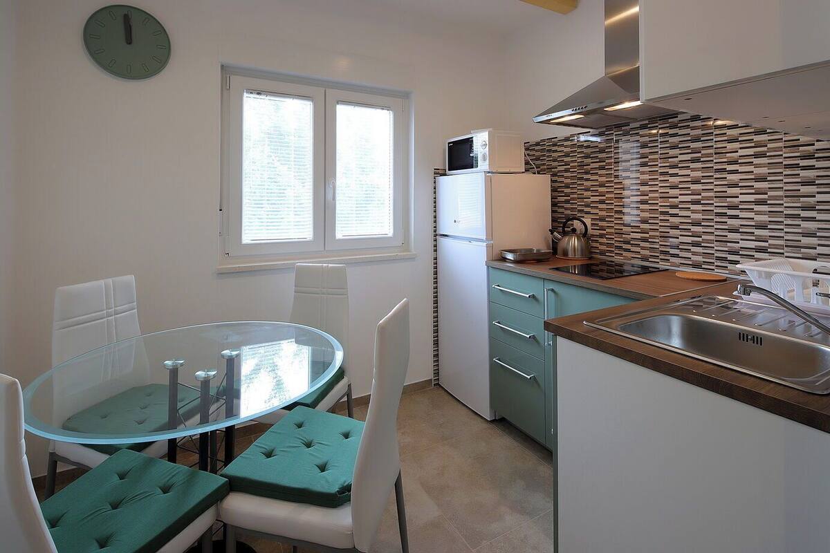 Apartment (A2) | Eigene Küche | Kühlschrank, Mikrowelle, Herdplatte, Espressomaschine