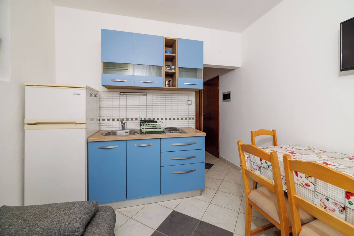 Apartment (A2) | Private kitchen | Fridge, microwave, stovetop, espresso maker