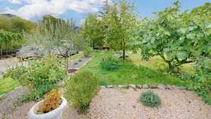 A garden with various plants and a gravel path. - Apartment Ivona (Vinodol)