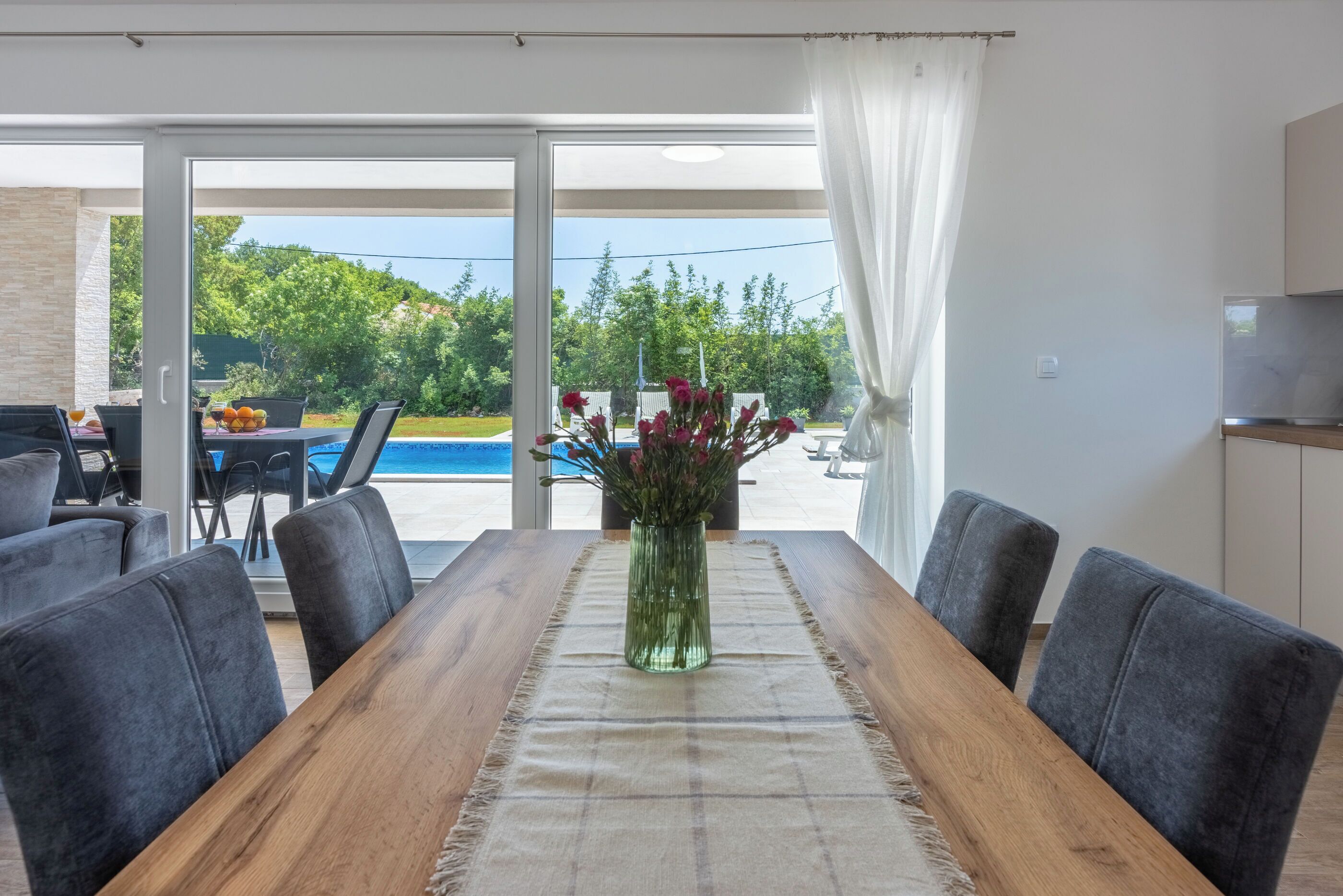 Villa | Private kitchen | Fridge, microwave, oven, stovetop