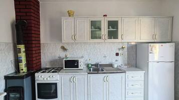 Apartment (A1) | Eigene Küche | Kühlschrank, Mikrowelle, Ofen, Herdplatte