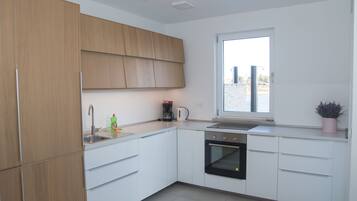 Villa | Private kitchen | Fridge, oven, stovetop, dishwasher