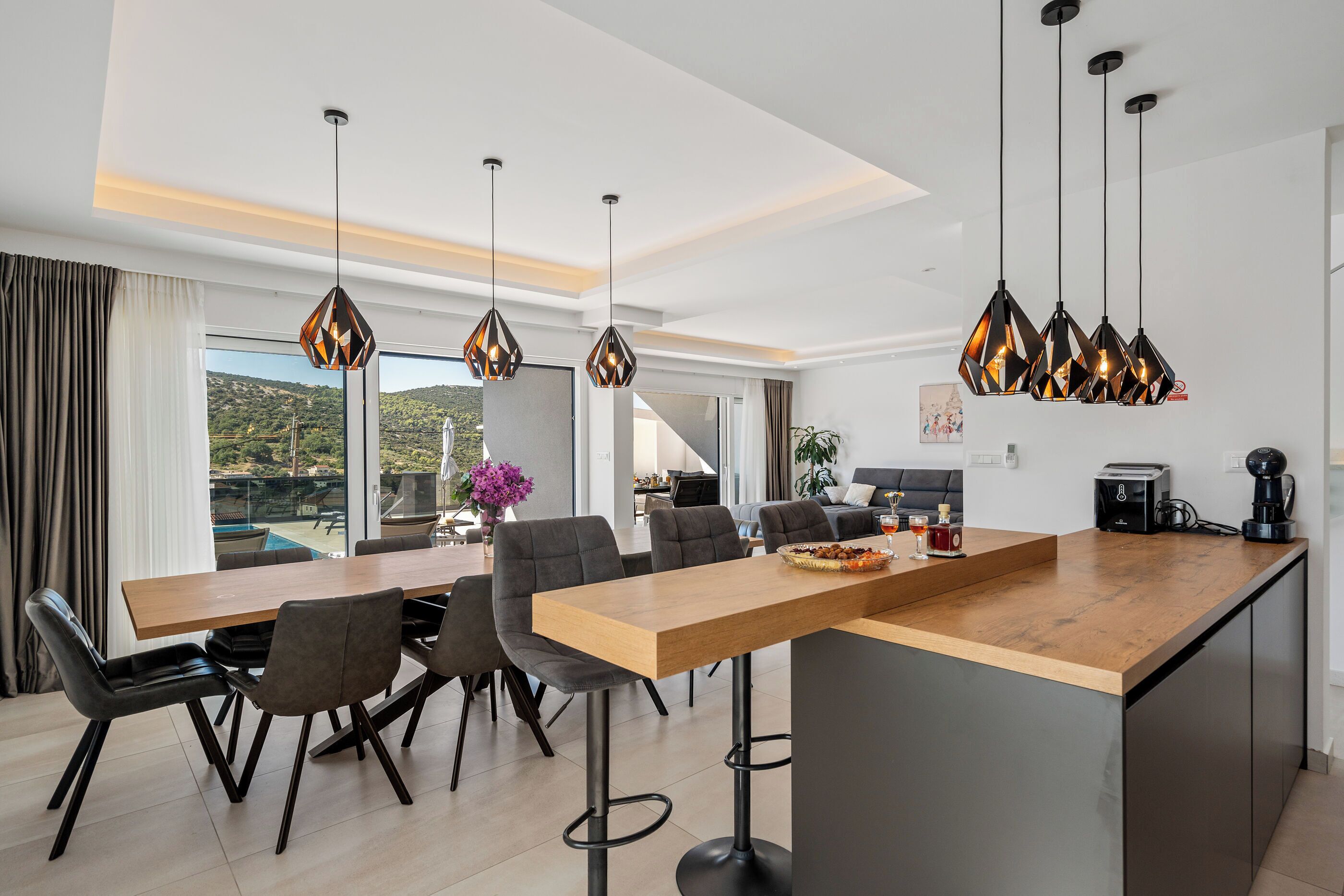 Villa | Private kitchen | Fridge, microwave, oven, stovetop