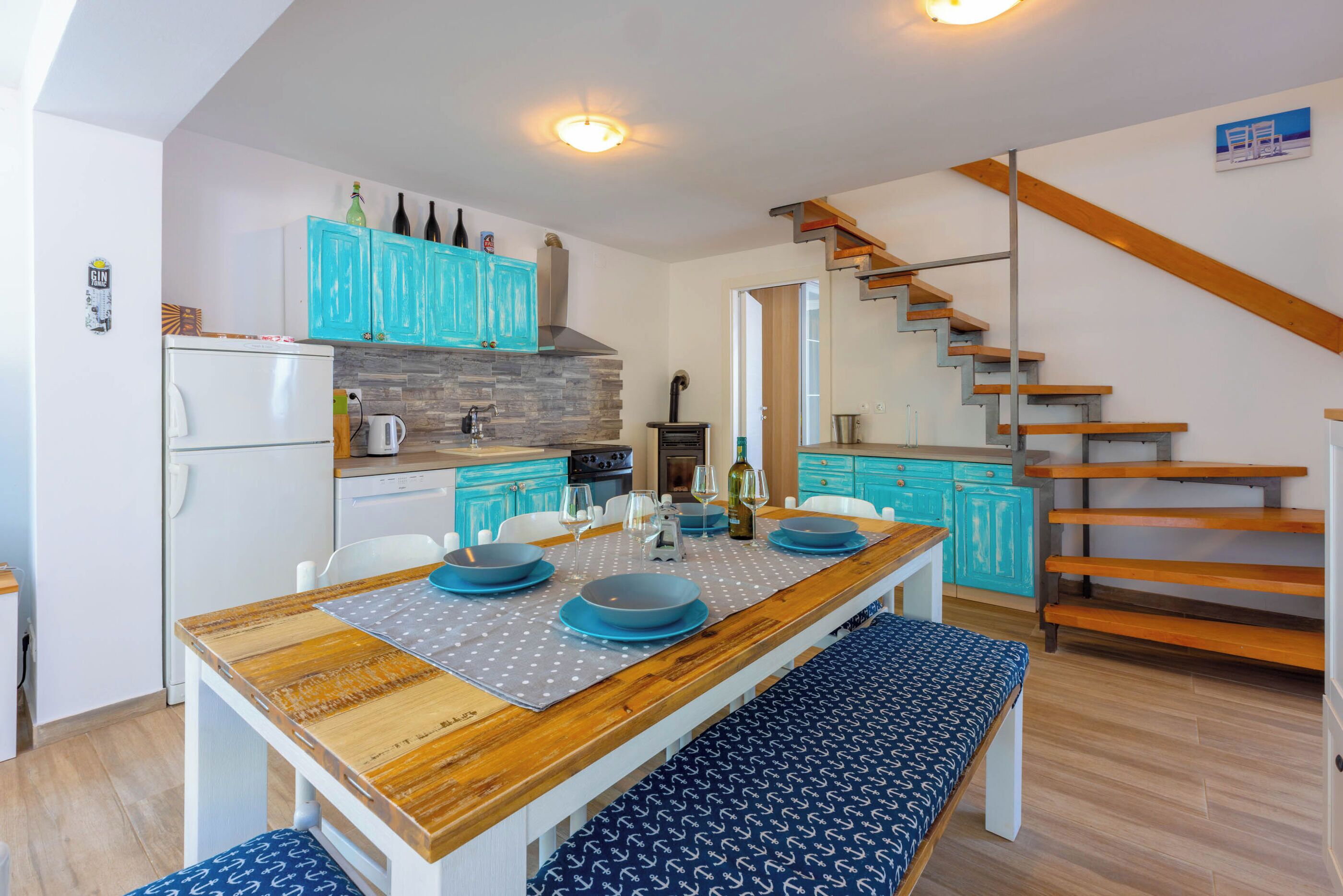 Villa | Private kitchen | Fridge, microwave, oven, stovetop