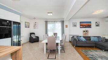 Villa | Private kitchen | Fridge, microwave, oven, stovetop