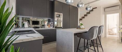 Villa | Private kitchen | Microwave, dishwasher, espresso maker, electric kettle