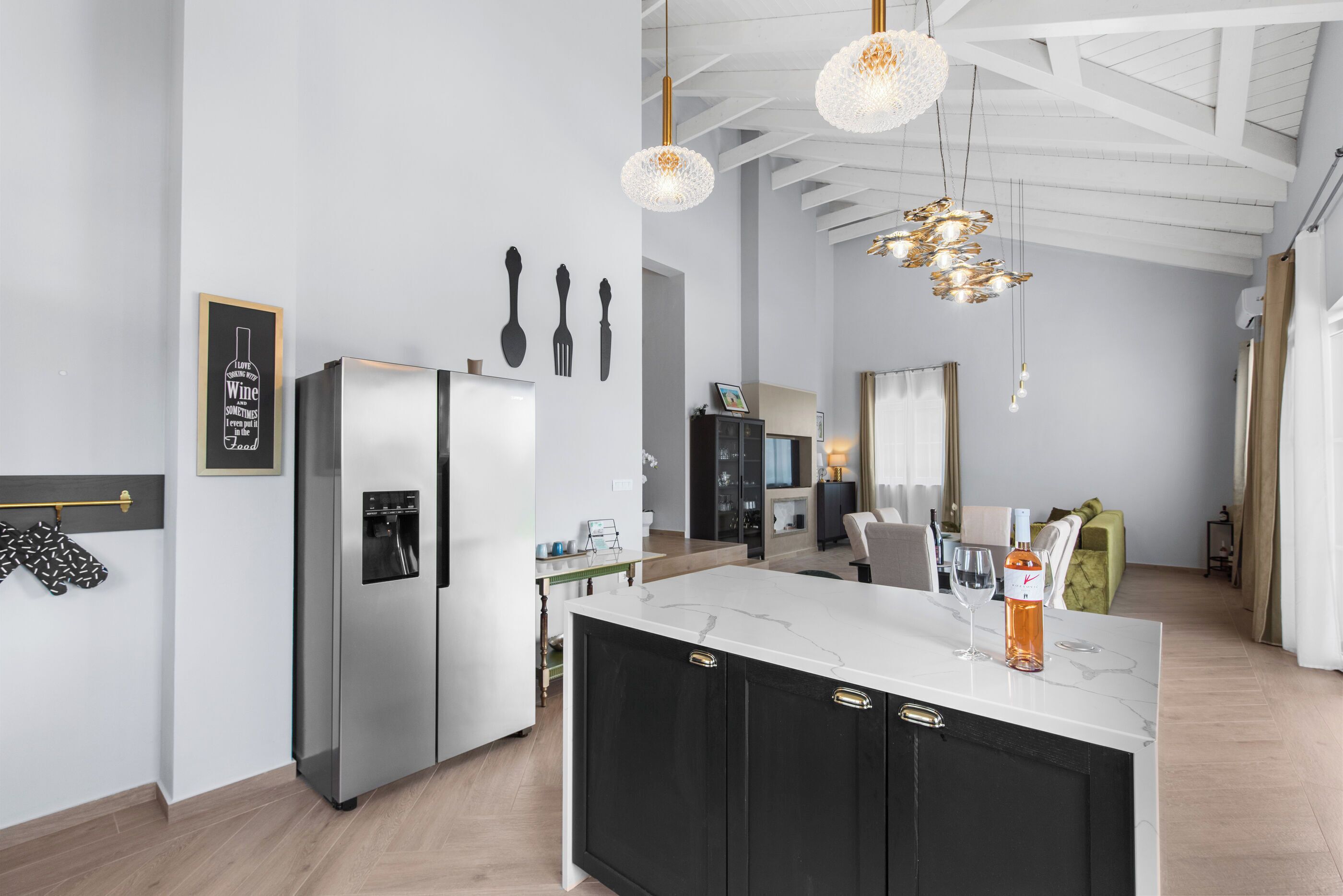 Villa | Private kitchen | Fridge, microwave, oven, stovetop