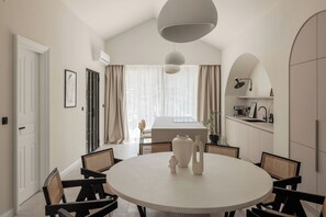 Villa | Private kitchen | Fridge, microwave, oven, stovetop