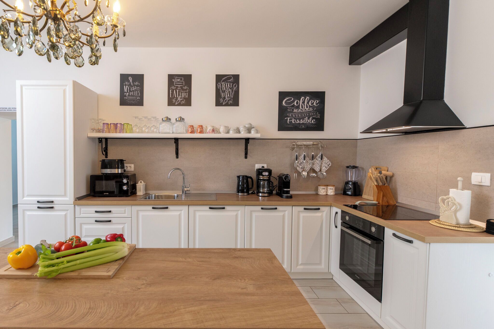 Villa | Private kitchen | Fridge, microwave, oven, stovetop