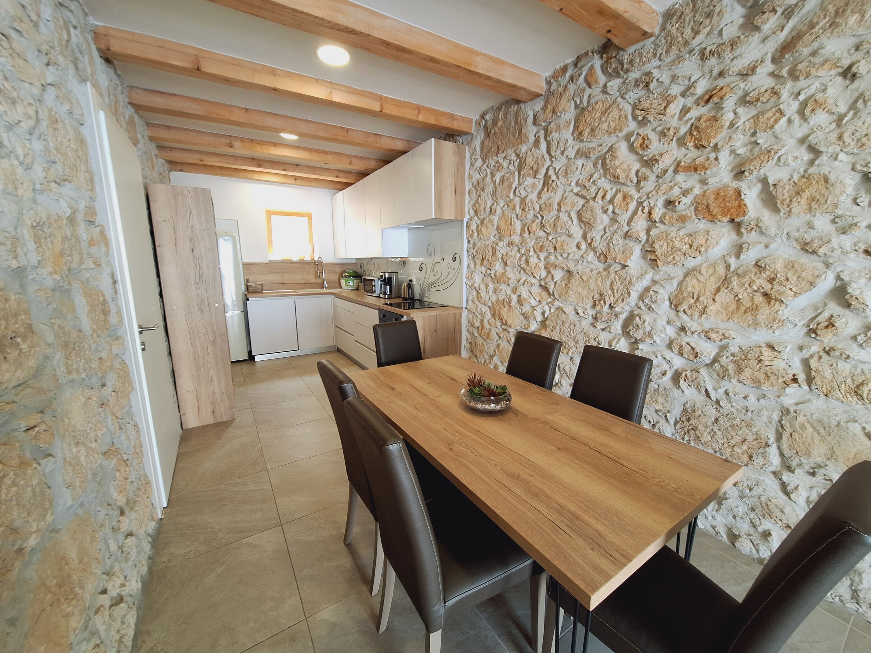 Villa | Private kitchen | Fridge, microwave, oven, stovetop