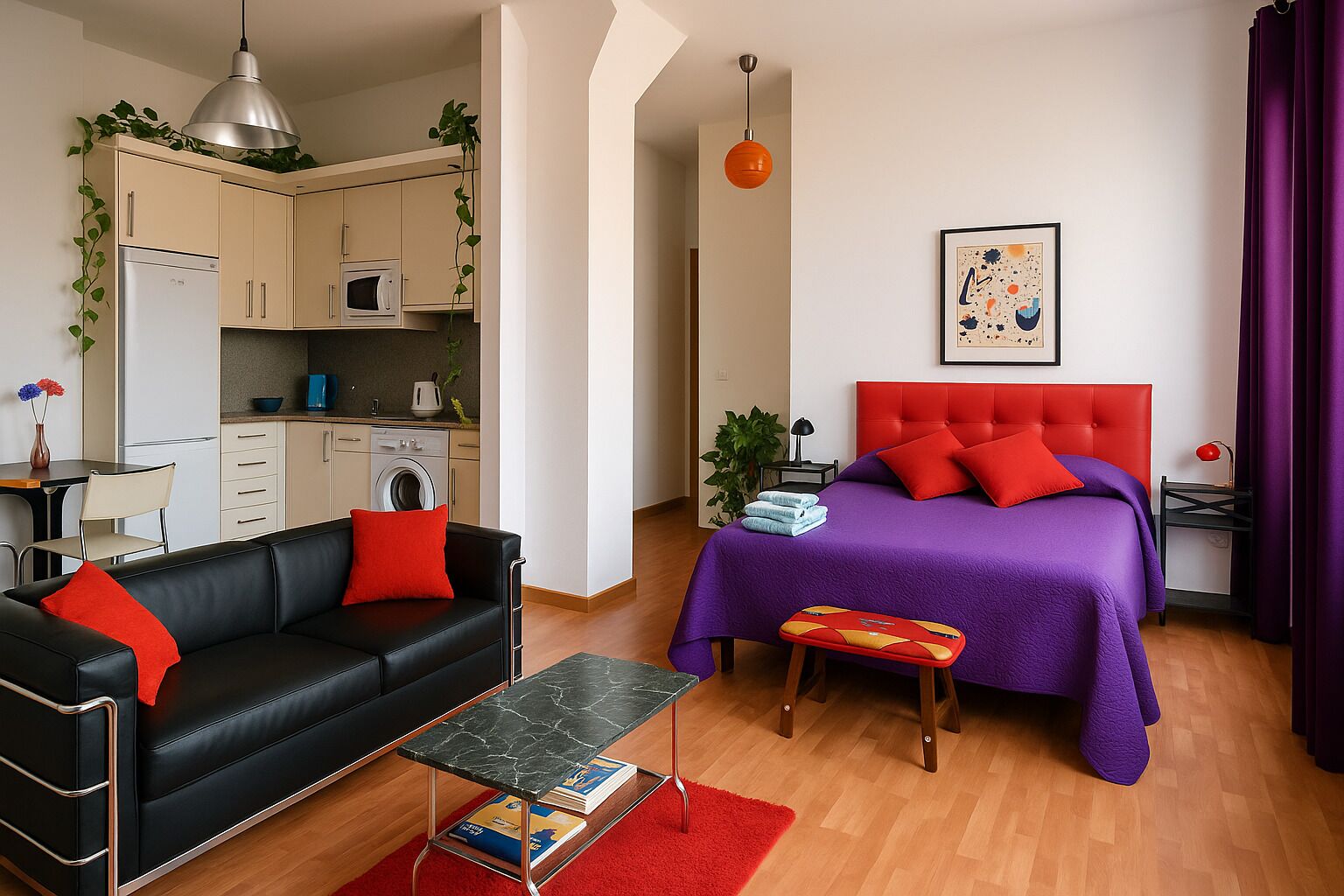 1 slaapkamer, een strijkplank/strijkijzer, gratis wifi, beddengoed