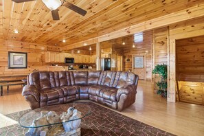 Signature Cabin, 4 Bedrooms, Hot Tub, Mountainside | Living room | 45-inch Smart TV with digital channels - Just For Fun (Sevierville)