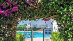 A pool area with a gate, surrounded by lush greenery and flowering plants. - A seaside retreat with swimming pool (Ciutadella)