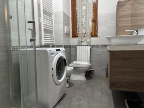Ducha, secador de pelo, bidé y toallas