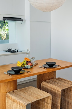 Fridge, microwave, stovetop, electric kettle - 1BR Private Pool Villa with Rice Field View • Berawa Beach Canggu (Badung Regency)