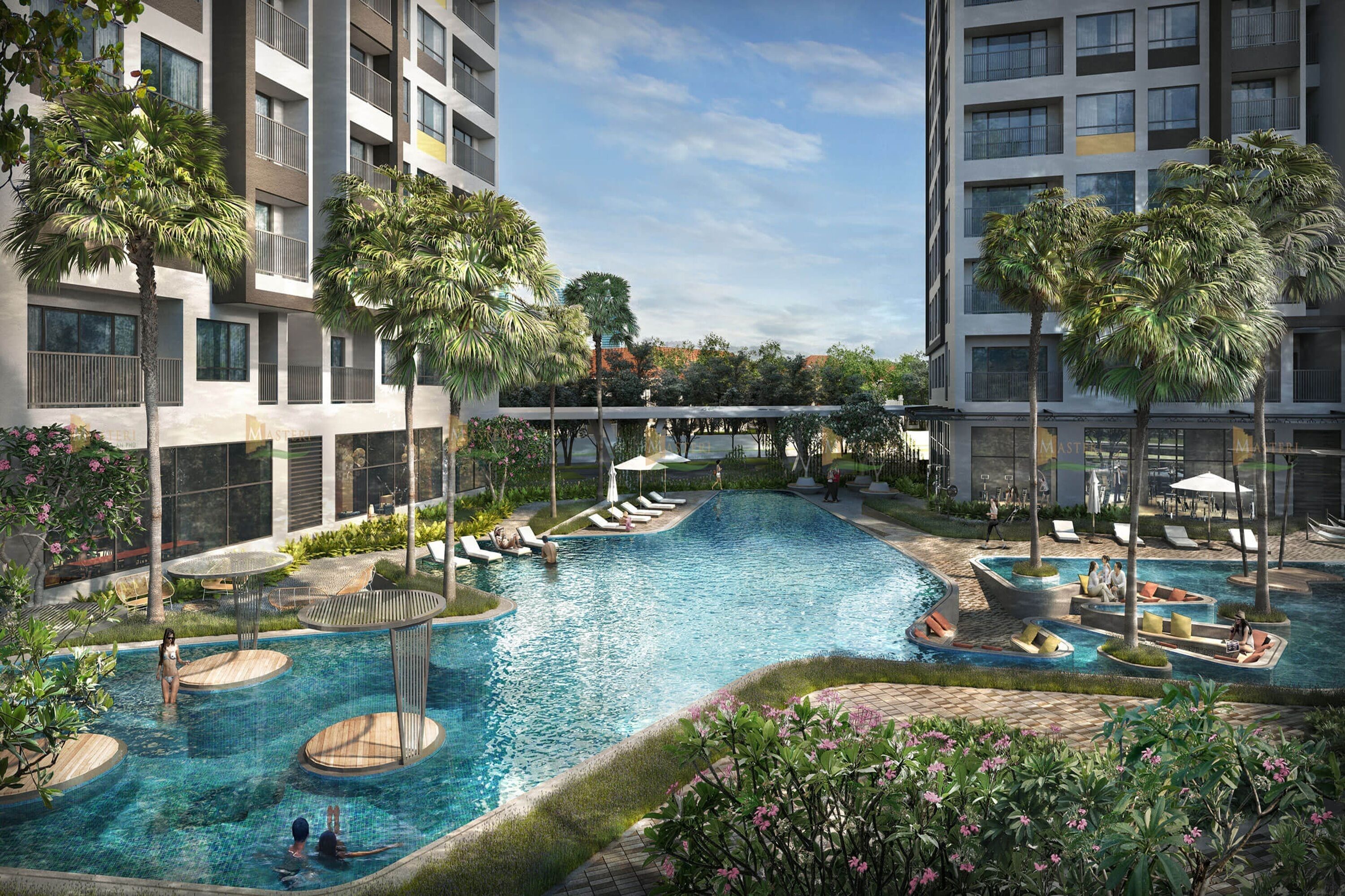 Una piscina al aire libre