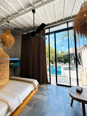 4 bedrooms, iron/ironing board, free WiFi, bed sheets - Tropical 4BR Villa w/ Long Pool, Bathtubs & Sunset Terrace (Badung Regency)
