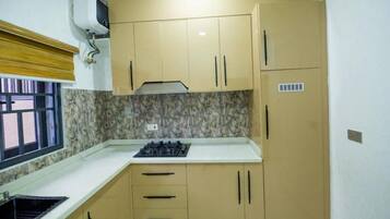 Superior Apartment, Balcony, City View | Private kitchen | Fridge, microwave, oven, stovetop