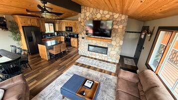 TV, fireplace, DVD player, stereo