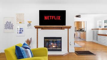 TV, fireplace, offices