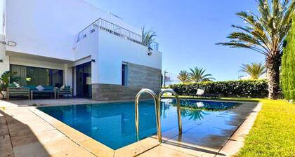 Luxury 3-bedroom villa in marvelous Taghazout 500 m From Beach-Pool and Garden
