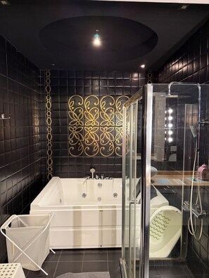 Sèche-cheveux, serviettes fournies, savon, papier toilette