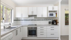 Fridge, microwave, oven, stovetop - Karingal Beach Cottage  Fingal Bay (Fingal Bay)