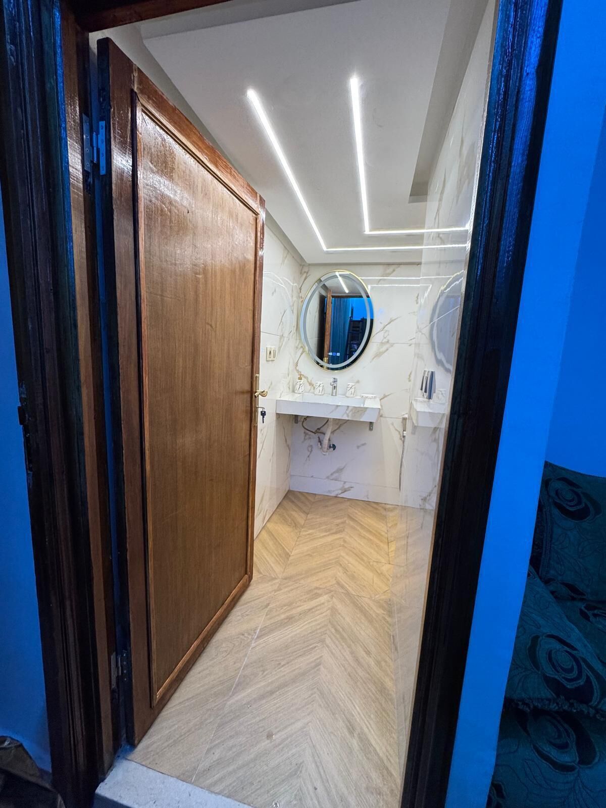 Shower, hair dryer, towels, toilet paper