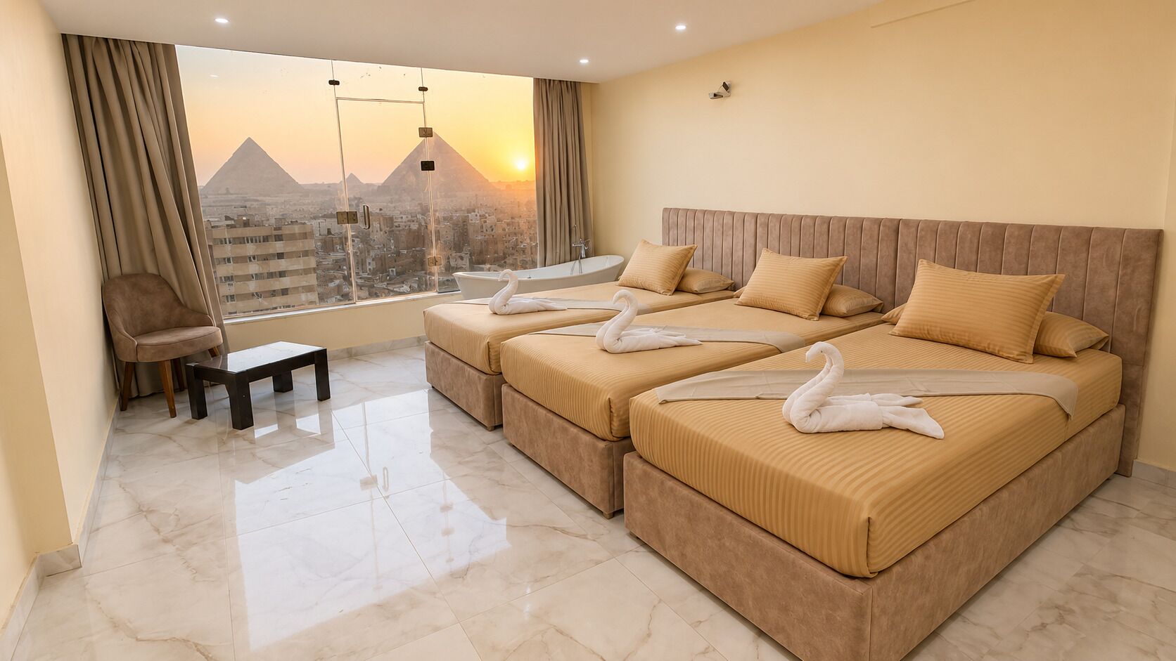 Premium bedding, memory-foam beds, free WiFi, bed sheets