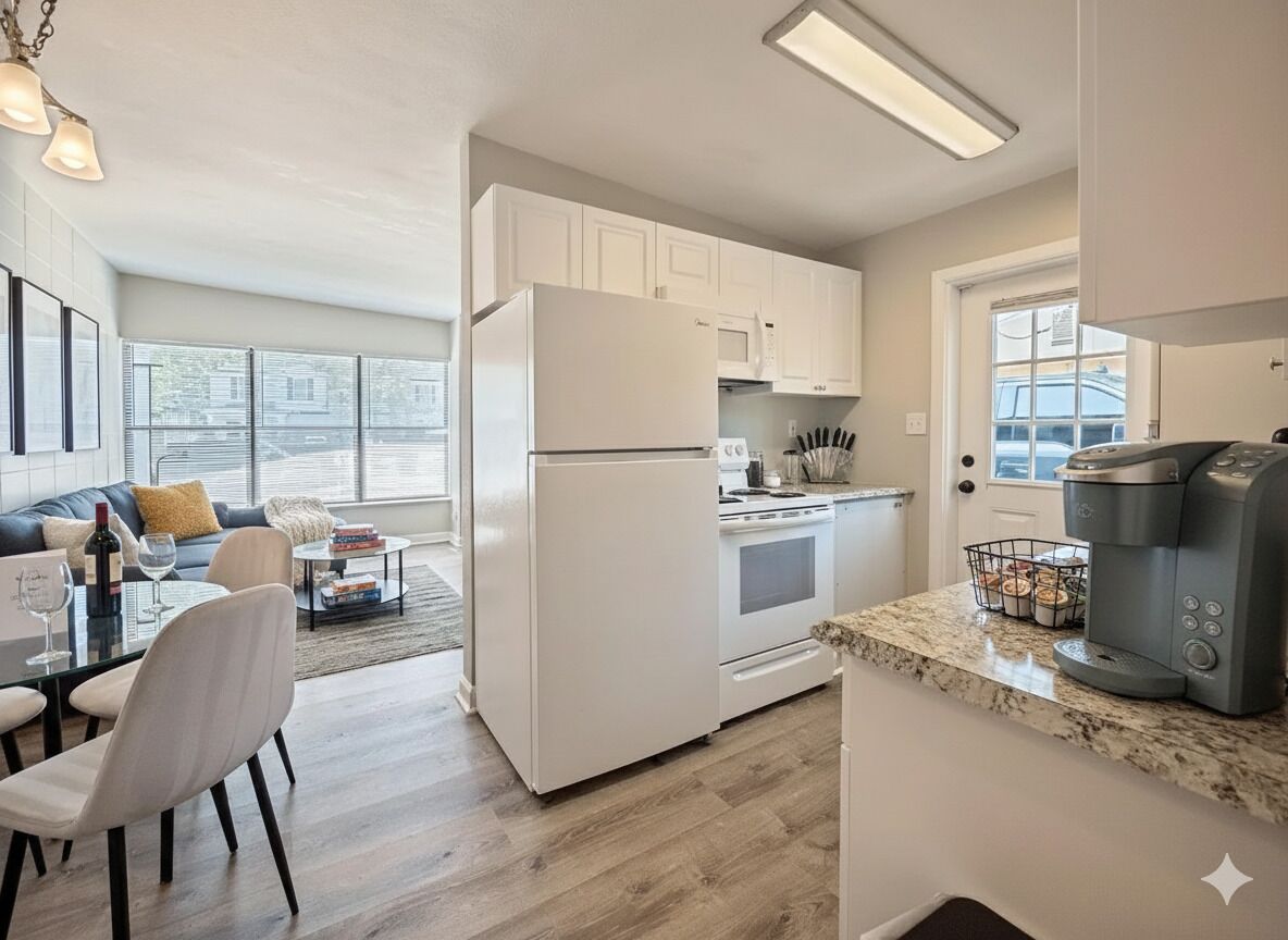 Réfrigérateur, micro-ondes, four, plaque de cuisson