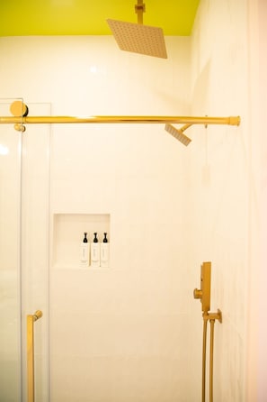 Regadera, secadora de cabello, bidet, toallas 