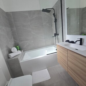 Shower, hair dryer, soap - 2-bedroom townhome in serene Sint Maarten with AC (Porto Cupecoy)
