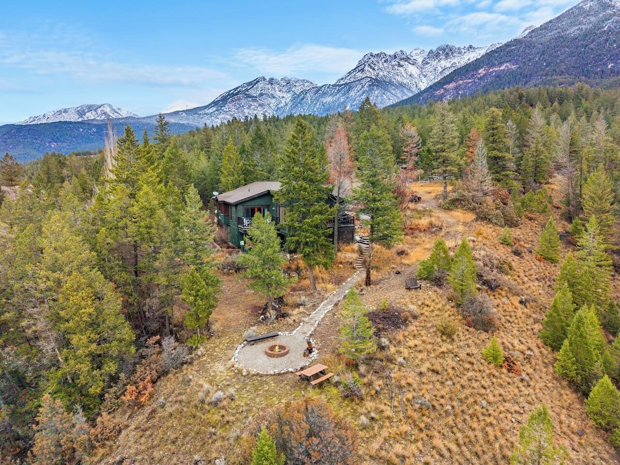 The property sits within 8.8 private acres, with glorious views of the Rocky Mountains.