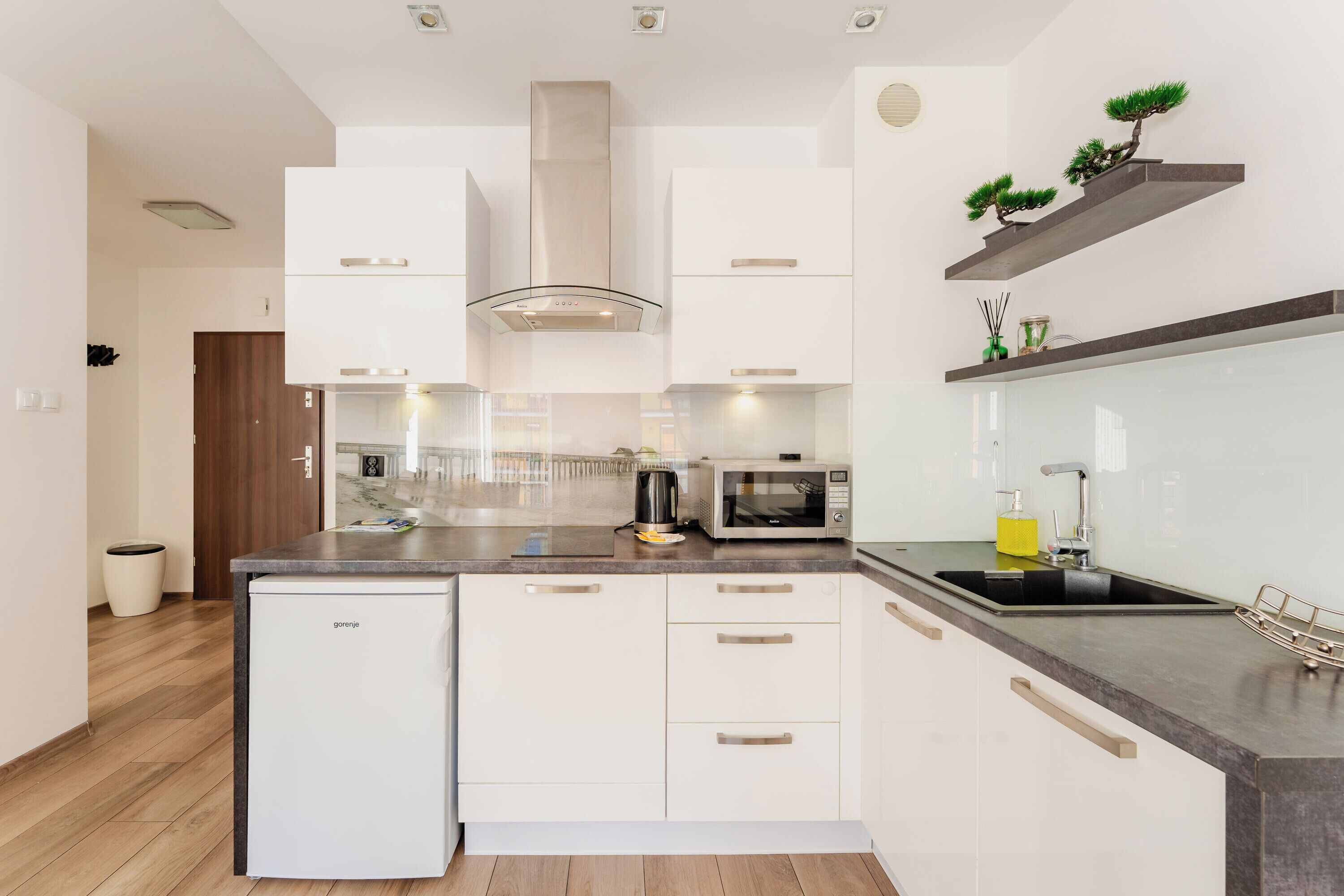 Køleskab, mikrobølgeovn, kogeplade, opvaskemaskine