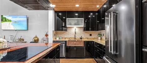 Fridge, microwave, oven, dishwasher