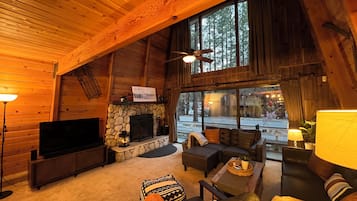 Televisión y chimenea