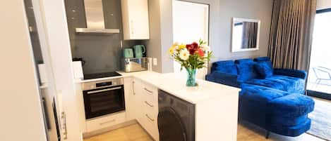 Fridge, microwave, stovetop, toaster