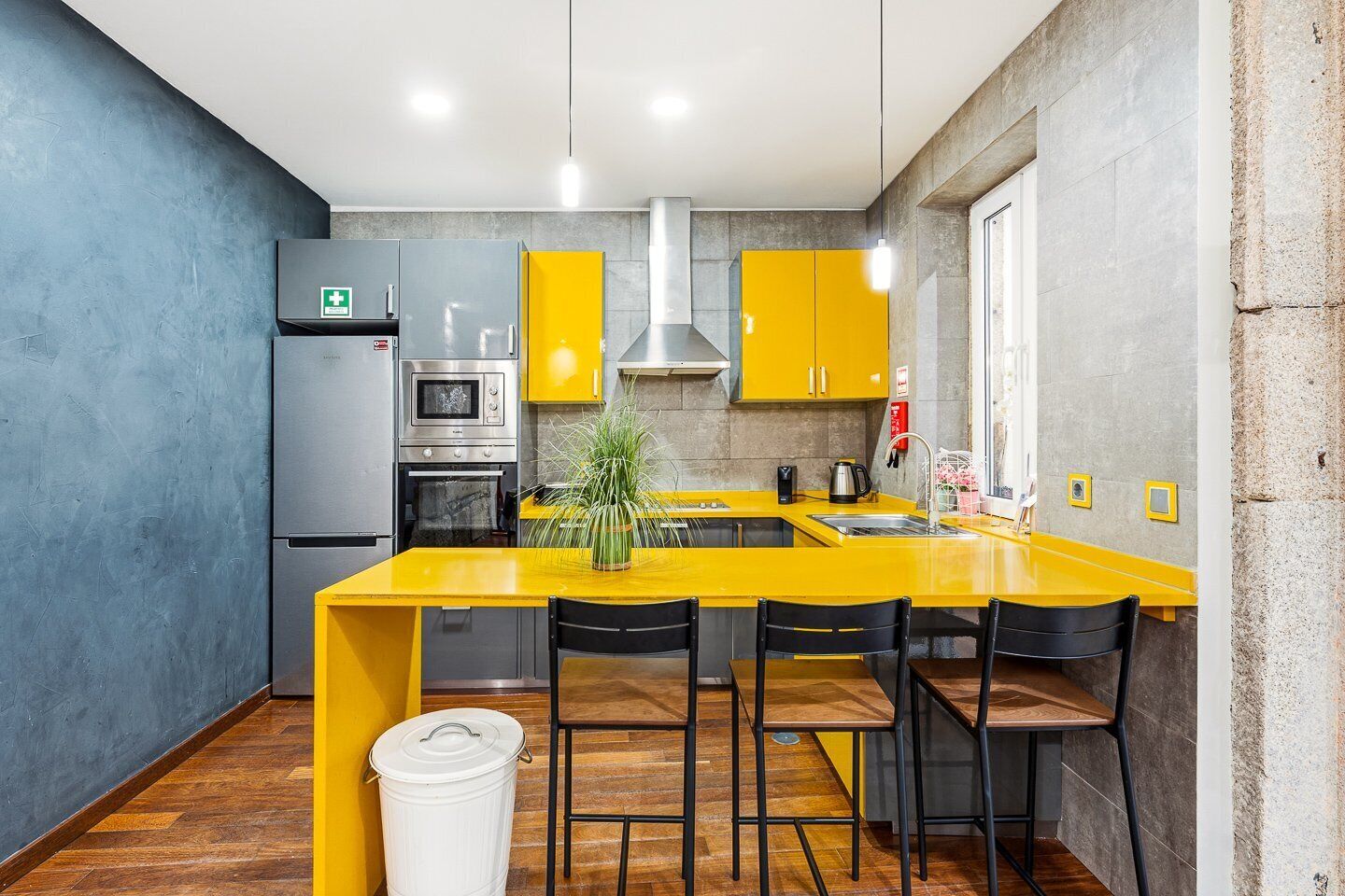 Fridge, microwave, oven, coffee/tea maker